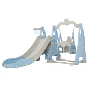Keezi Toddler Slide and Blue Swing with Basketball Set