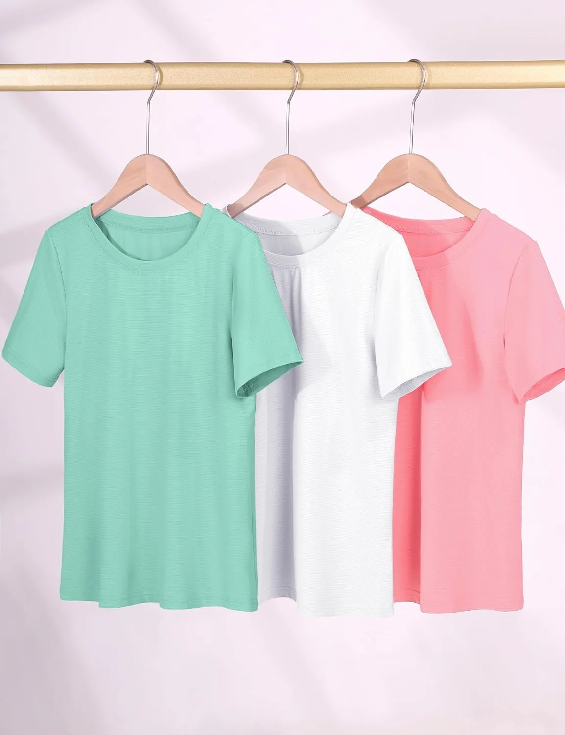 KEREDA Girls Athletic Shirts Quick Dry Short Sleeve Crew Neck T Shirts, Summer UPF 50  Tee Tops for Teen Girls 3 Pack