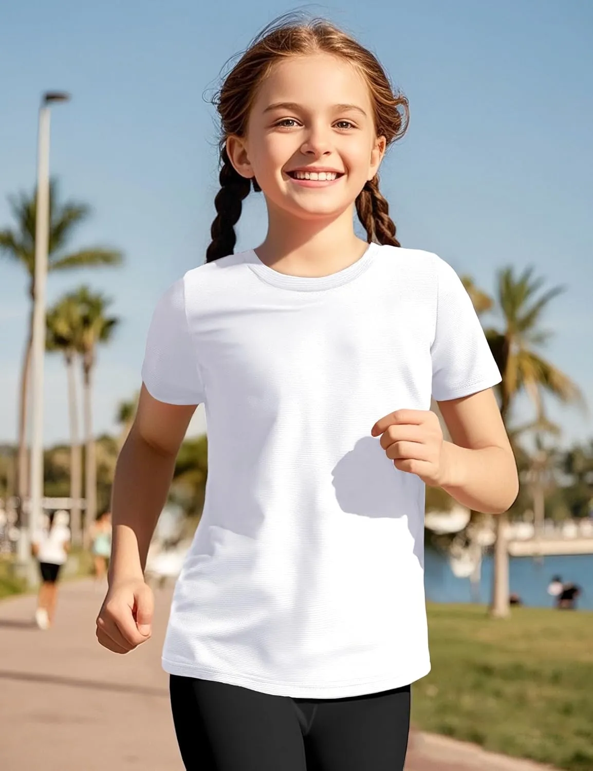 KEREDA Girls Athletic Shirts Quick Dry Short Sleeve Crew Neck T Shirts, Summer UPF 50  Tee Tops for Teen Girls 3 Pack