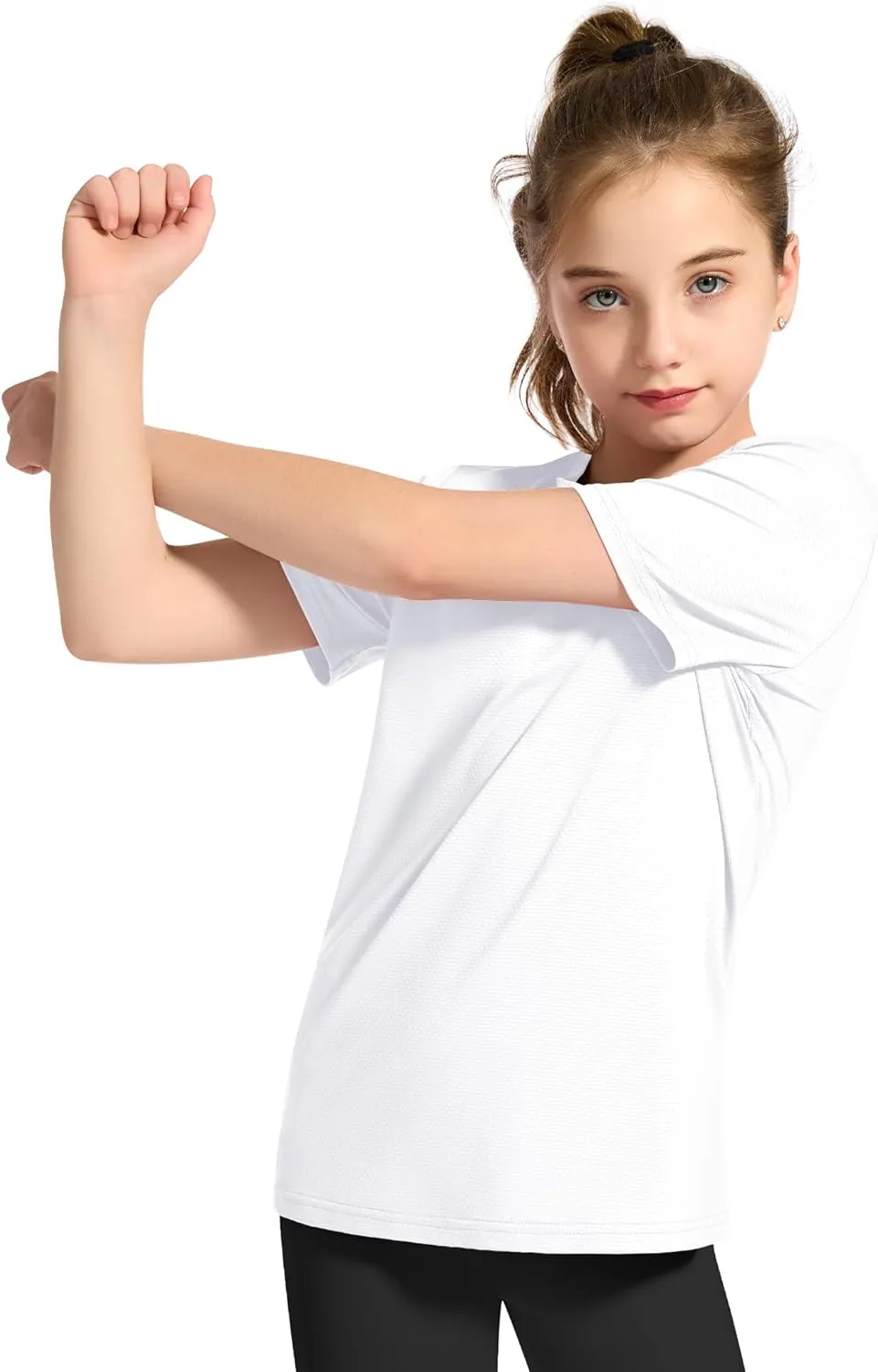 KEREDA Girls Athletic Shirts Quick Dry Short Sleeve Crew Neck T Shirts, Summer UPF 50  Tee Tops for Teen Girls 3 Pack
