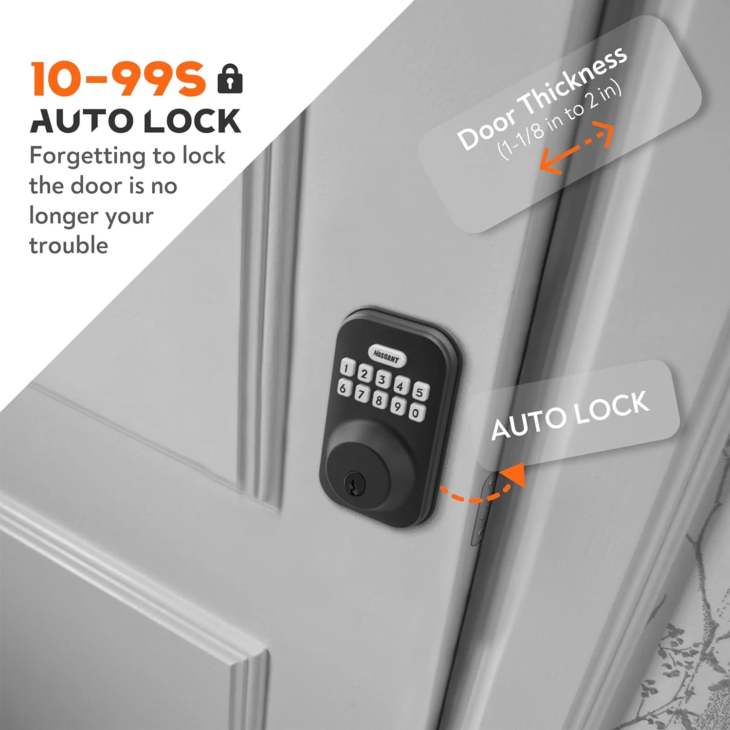 Keypad Deadbolt Lock Electronic Keyless Front Door Auto Lock Easy Installation Digital Code Anti-Peeping Password Weatherproofing Matte Black