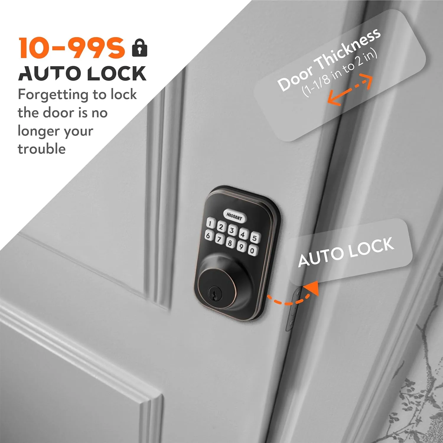 Keypad Deadbolt Lock Electronic Keyless Front Door Auto Lock Easy Installation Digital Code Anti-Peeping Password Weatherproofing Oil Rubbed Bronze