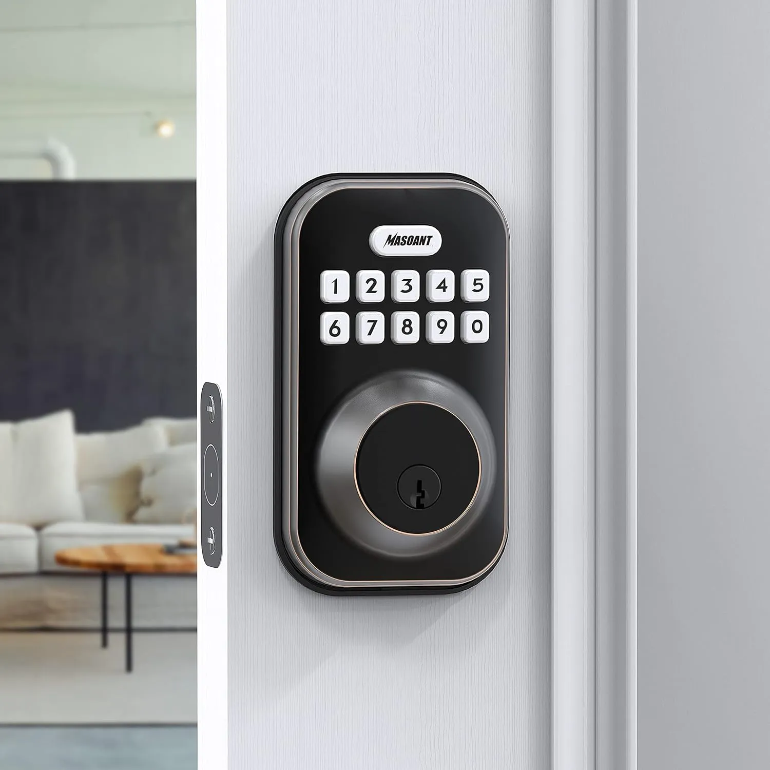 Keypad Deadbolt Lock Electronic Keyless Front Door Auto Lock Easy Installation Digital Code Anti-Peeping Password Weatherproofing Oil Rubbed Bronze