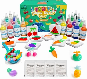 Kiditos Fruit Magic Water Elf Toy Kit,Aqua Fairy Water Gel Kit-20 Magic Gel&10 Molds-Make Your Own Water Elves&Squishy Toys–Fun Summer DIY Craft Kit,Birthday Gifts&Party Favors for Kids Ages 3 