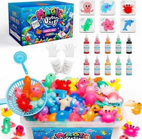 Kiditos Magic Water Elf Toy Kit,Aqua Fairy Water Gel Kit-10 Magic Gels&6 Molds-Make Your Own Water Pets&Squishy Toys–Fun Summer DIY Craft Kit,Birthday Gifts&Party Favors for Kids Ages 3 