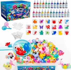 Kiditos Magic Water Elf Toy Kit, Aqua Fairy Water Gel Kit-25 Magic Gesl&20 Molds–Make Your Own Water Pets & Squishy Toys–Fun Summer DIY Craft Kit, Birthday Gifts & Party Favors for Kids Ages 3 