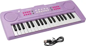 Kids Keyboard Piano 37 Keys Portable Electronic Music Piano Keyboard Early Learning Educational Musical Keyboard Toy for Beginners Boys Girls (Purple)