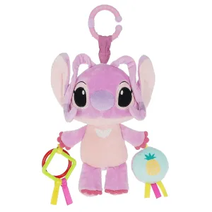 KIDS PREFERRED Disney Baby Lilo and Stitch Angel On The Go Activity Toy with Teether Rings, On The Go Clip, Crinkle Texture, and Mirror
