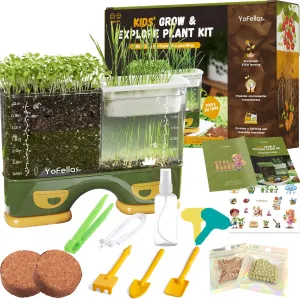 Kids Root Viewer & Gardening Kit - STEM Science Plant Growing Set, Soil & Hydroponic Observation Kit, Growth Journal & Stickers for Kids Ages 6 7 8 9 10-12 