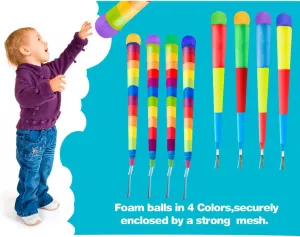 Kids Sensory Training Ball and Catch Ball with Rainbow Tail, Soft Sponge Balls and Rainbow Tails Glow at,Throw and Catch Outdoor Game