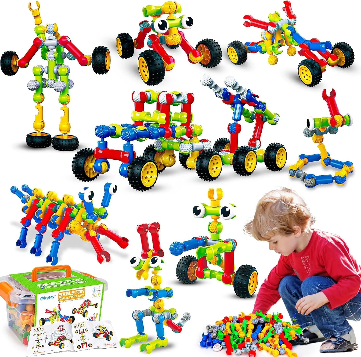 Kids STEM Building Toys for 3 4 5 6 7 8  Year Old Boy Girl Birthday Gift, 186 Pcs Preschool Classroom Learning Activities Fine Motor Skills Building Blocks Ages 4-8 6-8 8-12 Engineering Creative Game