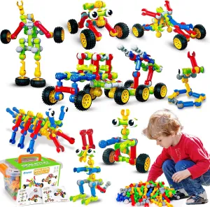 Kids STEM Building Toys for 3 4 5 6 7 8  Year Old Boy Girl Birthday Gift, 186 Pcs Preschool Classroom Learning Activities Fine Motor Skills Building Blocks Ages 4-8 6-8 8-12 Engineering Creative Game