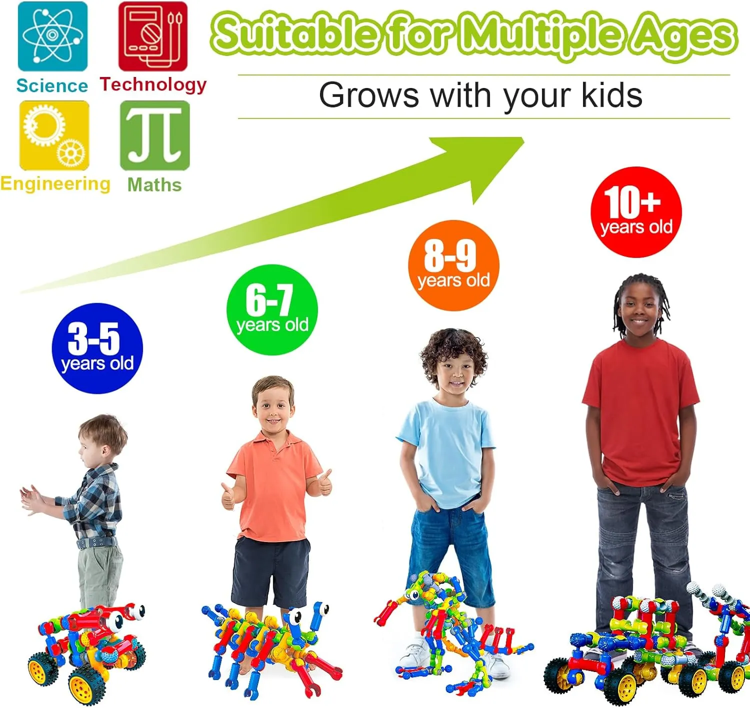 Kids STEM Building Toys for 3 4 5 6 7 8  Year Old Boy Girl Birthday Gift, 186 Pcs Preschool Classroom Learning Activities Fine Motor Skills Building Blocks Ages 4-8 6-8 8-12 Engineering Creative Game