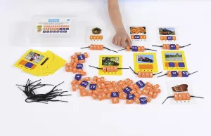 Kids Systematic Phonics Lacing Beads CVCC Set Phase 4 in Multicolored - Literacy Learning Toy - 100 Beads & 25 Cards - 4  Years
