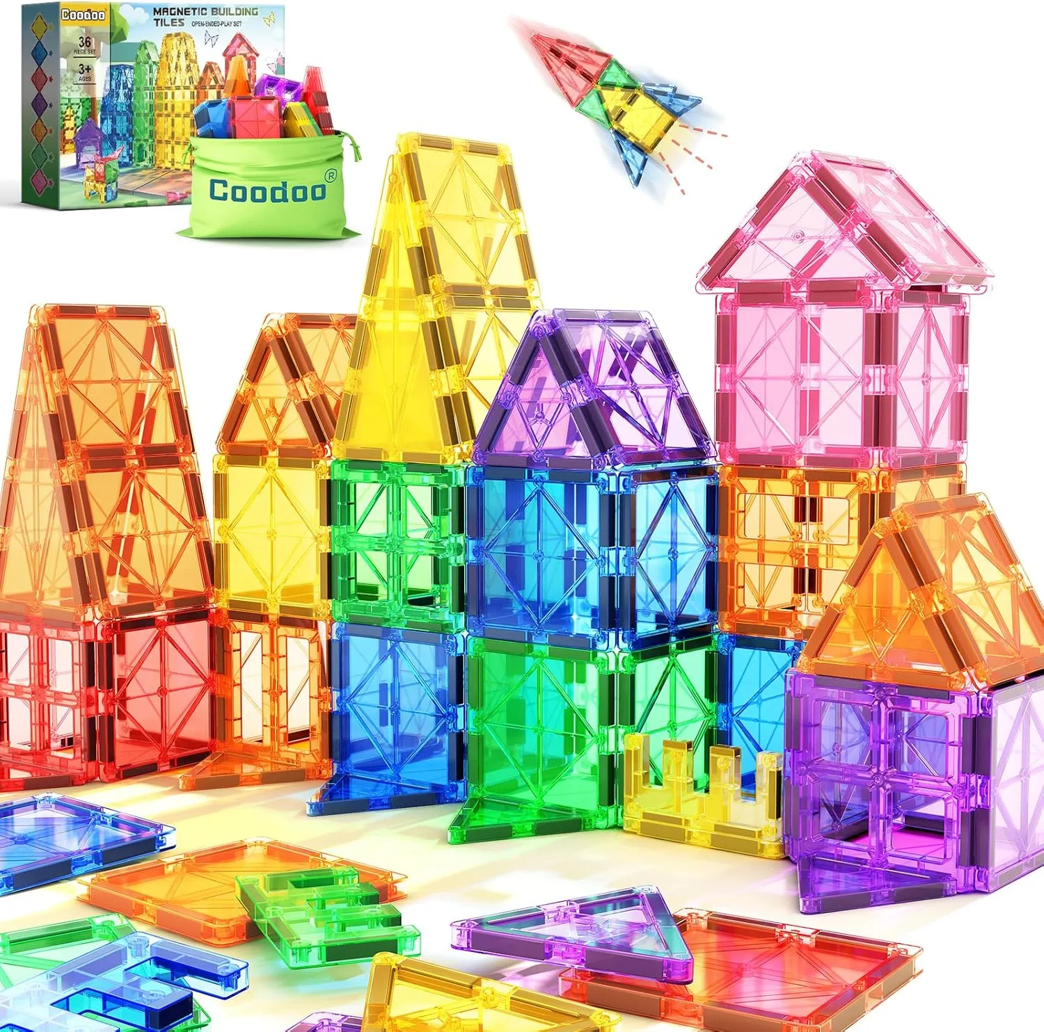 Kids Toys Magnetic Tiles Starter Set Classroom Must Haves, Magnetic Blocks for Toddlers Magnet Building Toys Preschool Montessori Learning Games for 3  Year Old Boys & Girls