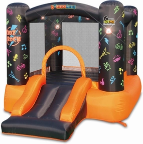 Kidz Rock Bounce House with Lights and Sound Interaction Inflatable Bouncer, 9 ft L x 7 ft W x 5.5 ft H, Music and Lights for Kids Play, Blower Included, Netted for Safety, Fun for Kids