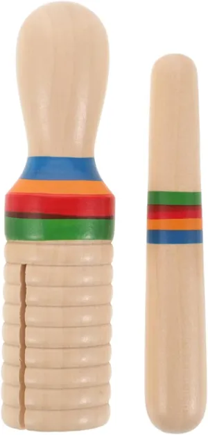 Kisangel 10 Sets Educational Instrument Sound Tube Educational Musical Single-Threaded Ring Percussion Instrument Wooden Music Instrument Beige