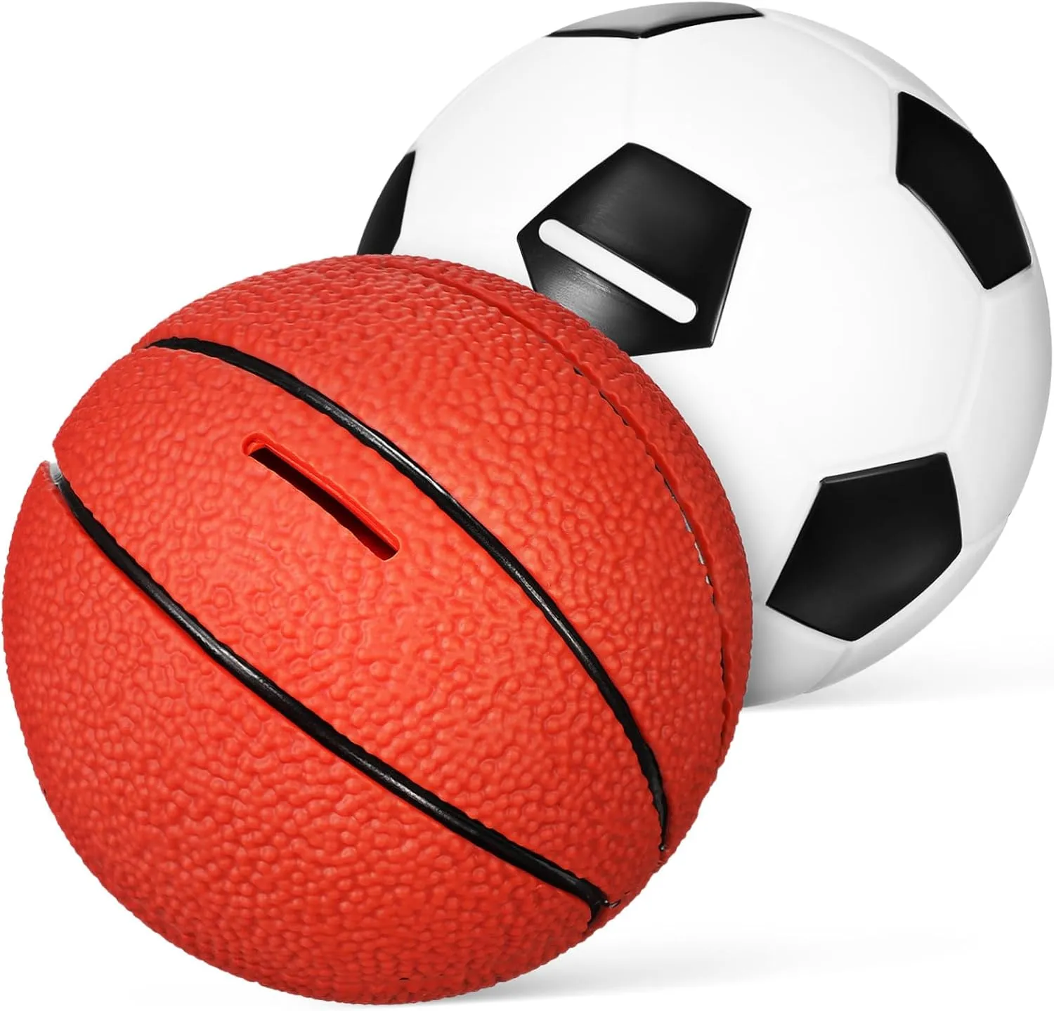 Kisangel 2pcs Cartoon Bank Set Fun Football Basketball Piggy Banks for Boy Girl Adults Portable Easy to Use Great for Encouraging Financial Habits for Boys Girls
