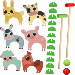 Kisangel 1 Set Animal Themed Croquet Set for Game with Mallets Balls Cute Design Enhances Coordination and Family Fun Easy Setup Indoor
