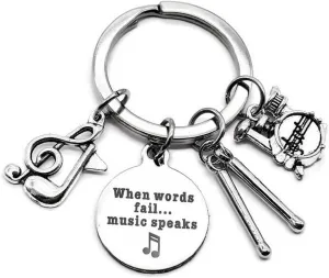 Kit's Kiss Drum Keychain for Drummers - Percussion Drumsticks Snare Drum Gift for Musicians, Music Teachers, Students - Music Note Musical Instrument for Percussionists