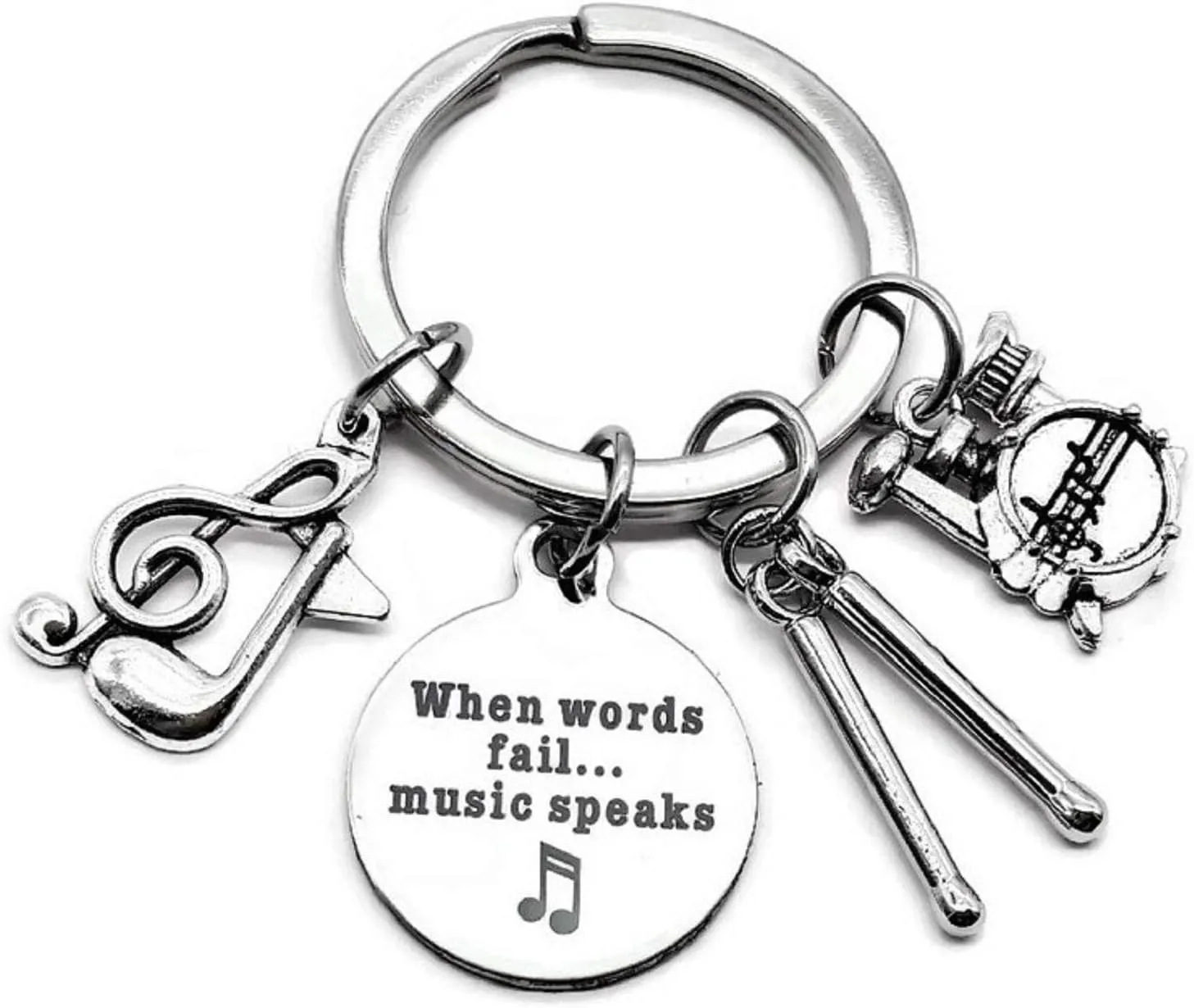 Kit's Kiss Drum Keychain for Drummers - Percussion Drumsticks Snare Drum Gift for Musicians, Music Teachers, Students - Music Note Musical Instrument for Percussionists