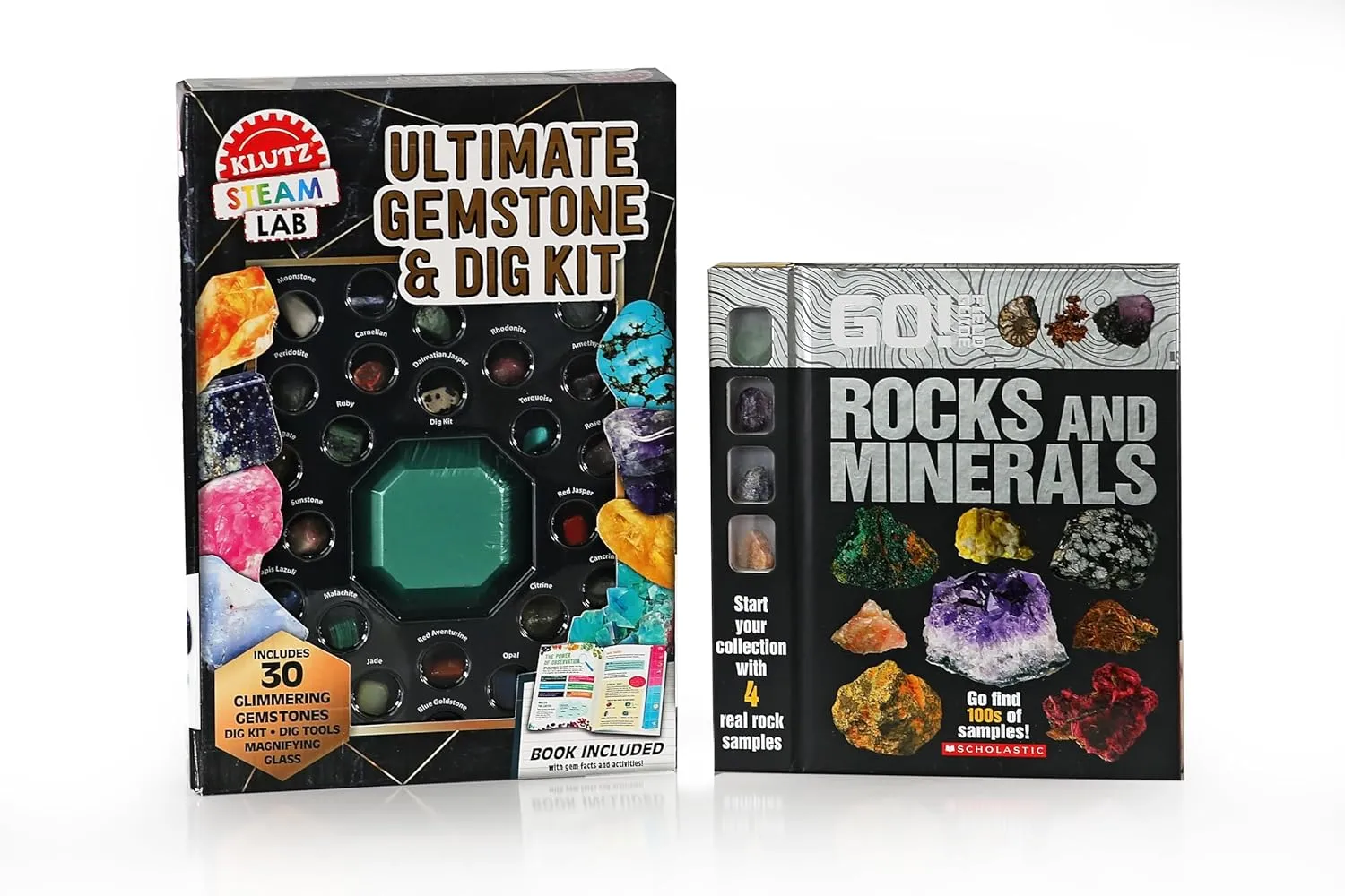 Klutz Ultimate Gemstone and Dig Kit & Go! Field Guide: Rocks and Minerals Hardcover Book