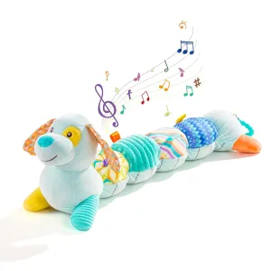 Koty Baby Musical Stuffed Animal, Blue Puppy With Multi-Sensory Crinkle, Rattle and Textures - Infant Tummy Time Toy for 0-12 Months, Baby Boy and Girl Gifts