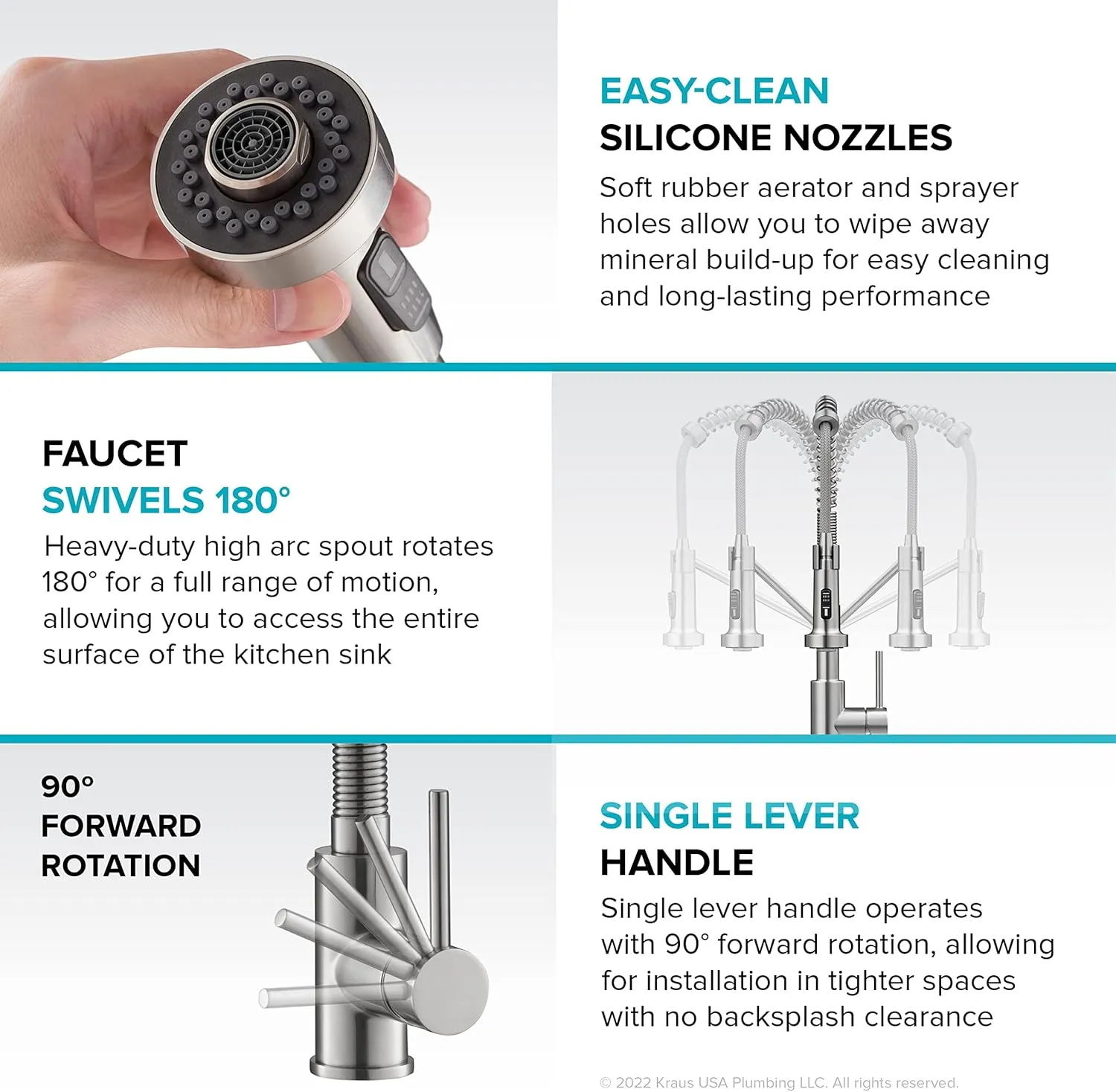 Kraus Bolden Touchless Sensor Commercial Style 2-Function Single Handle Pull Down Kitchen Faucets in Spot-Free Stainless Steel/Matte Black, KSF-1610SFSMB