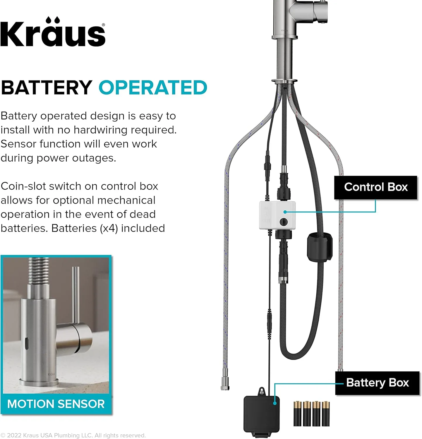 Kraus Bolden Touchless Sensor Commercial Style 2-Function Single Handle Pull Down Kitchen Faucets in Spot-Free Stainless Steel/Matte Black, KSF-1610SFSMB