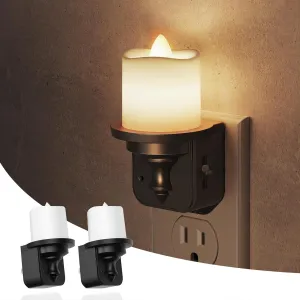 L LOHAS LED Candle Night Light, Flameless Candle Nightlight Plug in, Dusk to Dawn Sensor, 0-100LM Dimmable Night Light, 3000K Soft White, Vintage Decorative Night Lights for Hallway Bathroom, 2 Pack