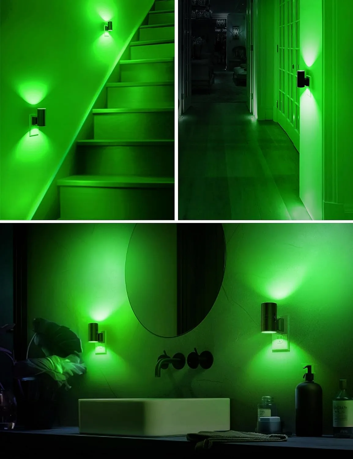 L LOHAS LED Night Light, Christmas Nightlight, Night Lights Plug into Wall, Green Nightlight with Light Sensor, Dimmable Night Lights Decorative for Holiday, Home Decor, Party Decor, 2 Pack