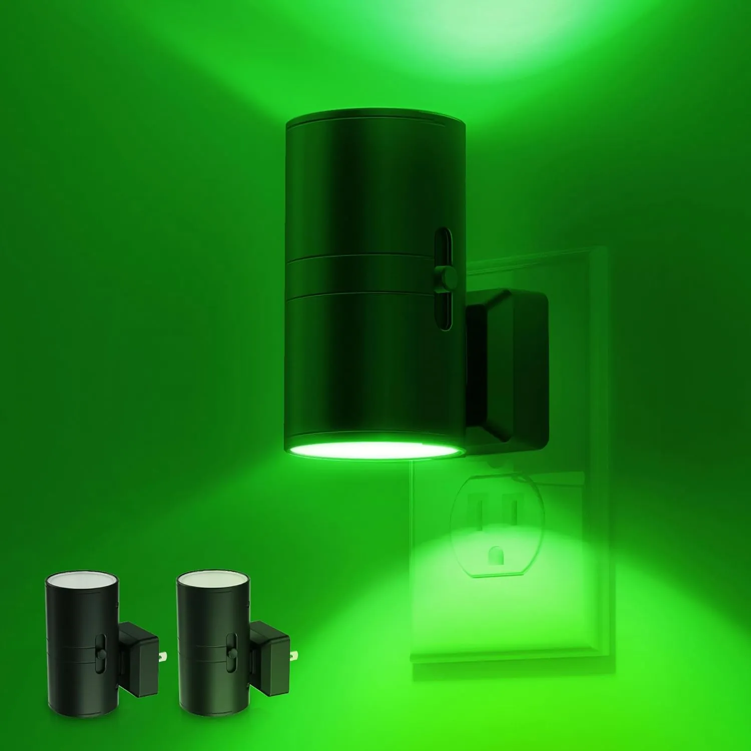 L LOHAS LED Night Light, Christmas Nightlight, Night Lights Plug into Wall, Green Nightlight with Light Sensor, Dimmable Night Lights Decorative for Holiday, Home Decor, Party Decor, 2 Pack