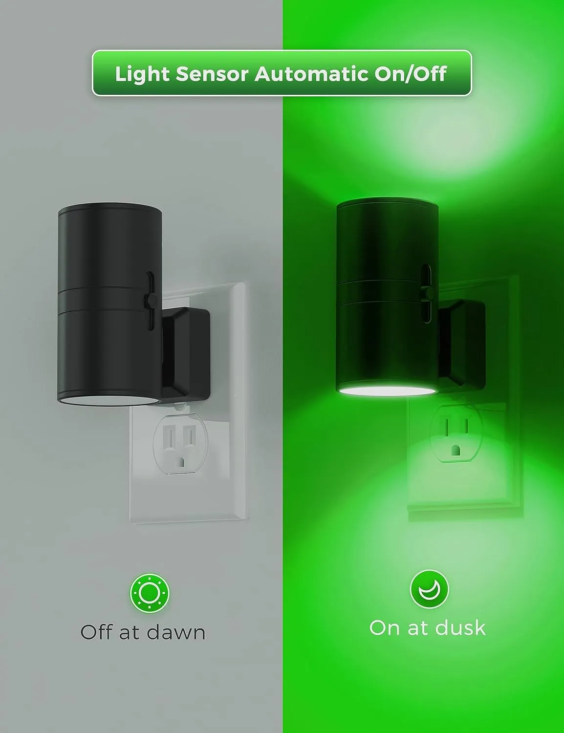L LOHAS LED Night Light, Christmas Nightlight, Night Lights Plug into Wall, Green Nightlight with Light Sensor, Dimmable Night Lights Decorative for Holiday, Home Decor, Party Decor, 2 Pack
