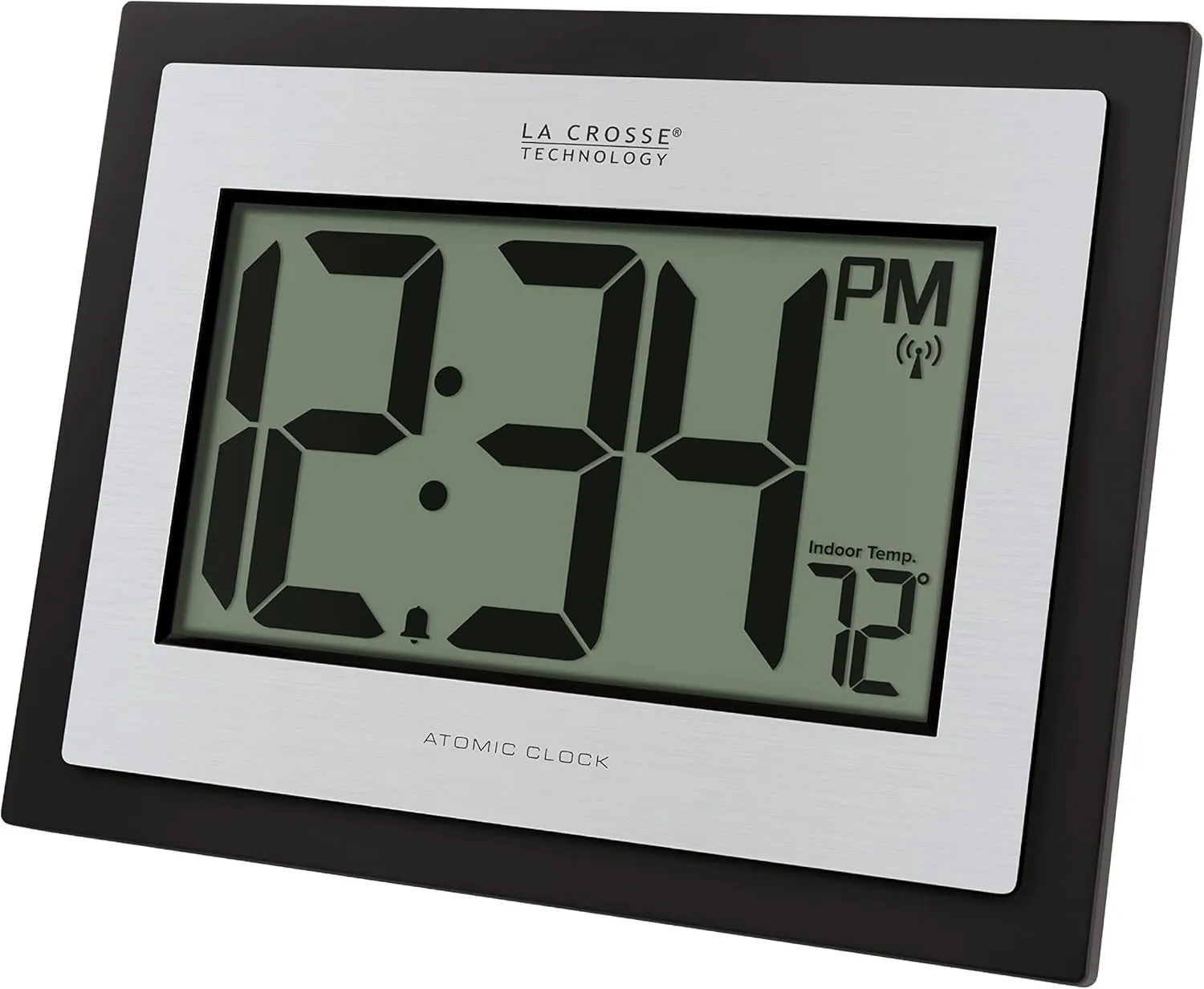 La Crosse Technology 513-1422S Atomic Digital Silver Clock with Indoor Temperature