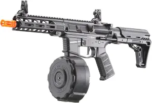 Lancer Tactical Gen 2 New 9mm Battle X CQB Lightweight Carbine AEG Color Black with E-Drum Mag