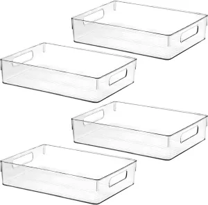 Large Clear Plastic Storage Bins, Pantry Organizers and Storage Containers Fridge Organizer Bins for Organizing Home Kitchen Under Sink Bathroom Refrigerator Freezer Laundry Room