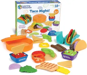 Learning Resources New Sprouts Taco Night! 28 Pieces - Play Food for Kids Ages 18  Months, Grocery Store Pretend Play Toys, Play Kitchen Accessories