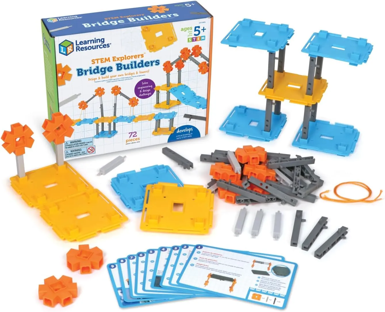 Learning Resources STEM Explorers Bridge Builders,72 Pieces,Ages 5 , STEM Toys, STEM Building Toys,STEM Kits,Kids stem Projects, Build it Yourself Toys