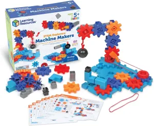 Learning Resources STEM Explorers Machine Makers, 60 Pieces, Ages 5 , STEM Toys, STEM Building Toys, STEM Kits, Engineering Toys, Build it Yourself Toys