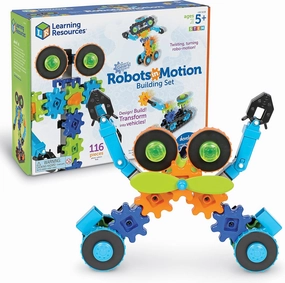 Learning Resources Gears! Gears! Gears! Robots in Motion Building Set - 116 Pieces, Ages 5 , Robot Toy, STEM Toys for Kids, Robots for Kids