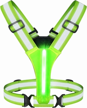 LED Rechargeable Stripe Reflective Vest Safety Security Running Jogging Biking Accessory