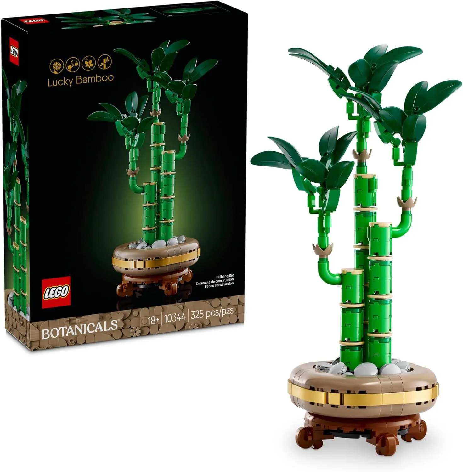 LEGO Botanicals Lucky Bamboo Building Set - Artificial Plant for Indoor Home Décor, Adults Ages 18  - Fake Plant Decoration for Table, Desk, Office - Gift for Mother's Day - 10344