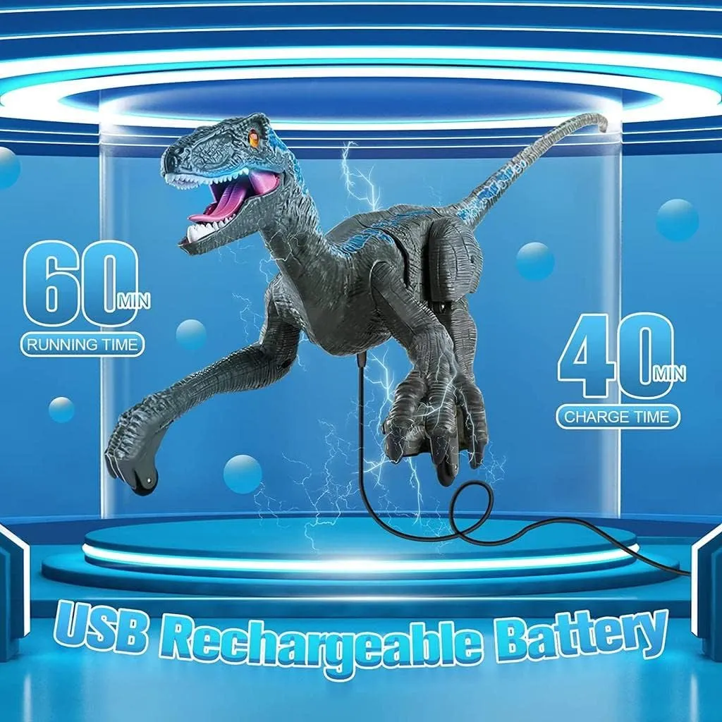 Liberty Imports Remote Control Dinosaur Toys for Kids, RC Velociraptor Robot Toys 2.4Ghz Walking Large Electronic Pet Robo Dino with Lights and Roaring Sound for Boys Girls