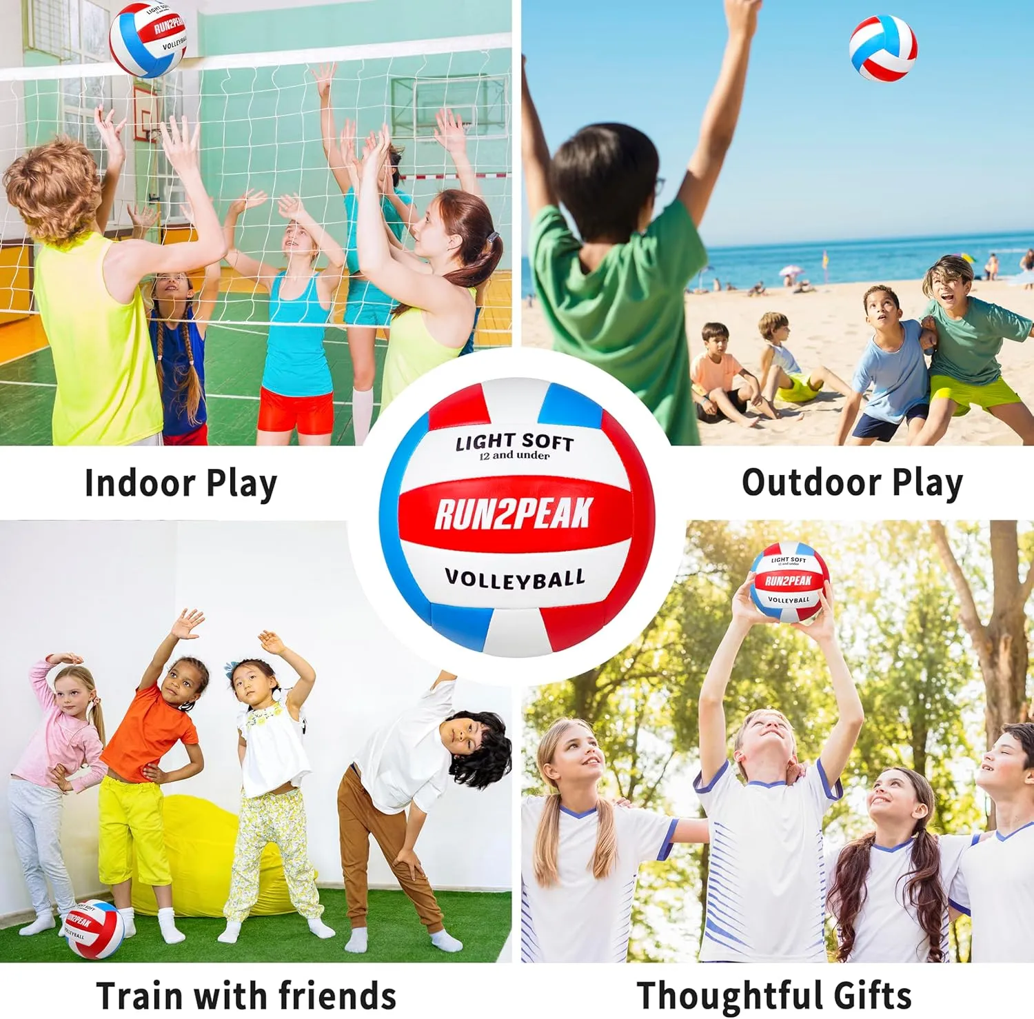 Light Soft Volleyball - Light Volleyball Designed for Beginners Kids Youth Teen - Lightweight Volleyballs for Indoor Outdoor Beach Backyard Official Size 5 Training Volley Ball