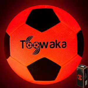 Light up Soccer Ball,Glow in The Dark Soccerball with LED Lights Pre-Installed-Batteries Included