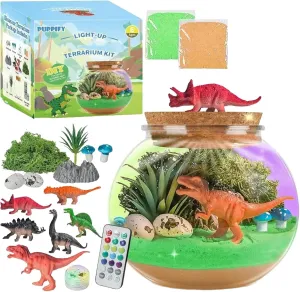 Light Up Terrarium Kit Terrarium Craft Kit with Remote Control Science Learning Kit Multi-Function Creative Educational LED Night Light Up Terrarium Kit
