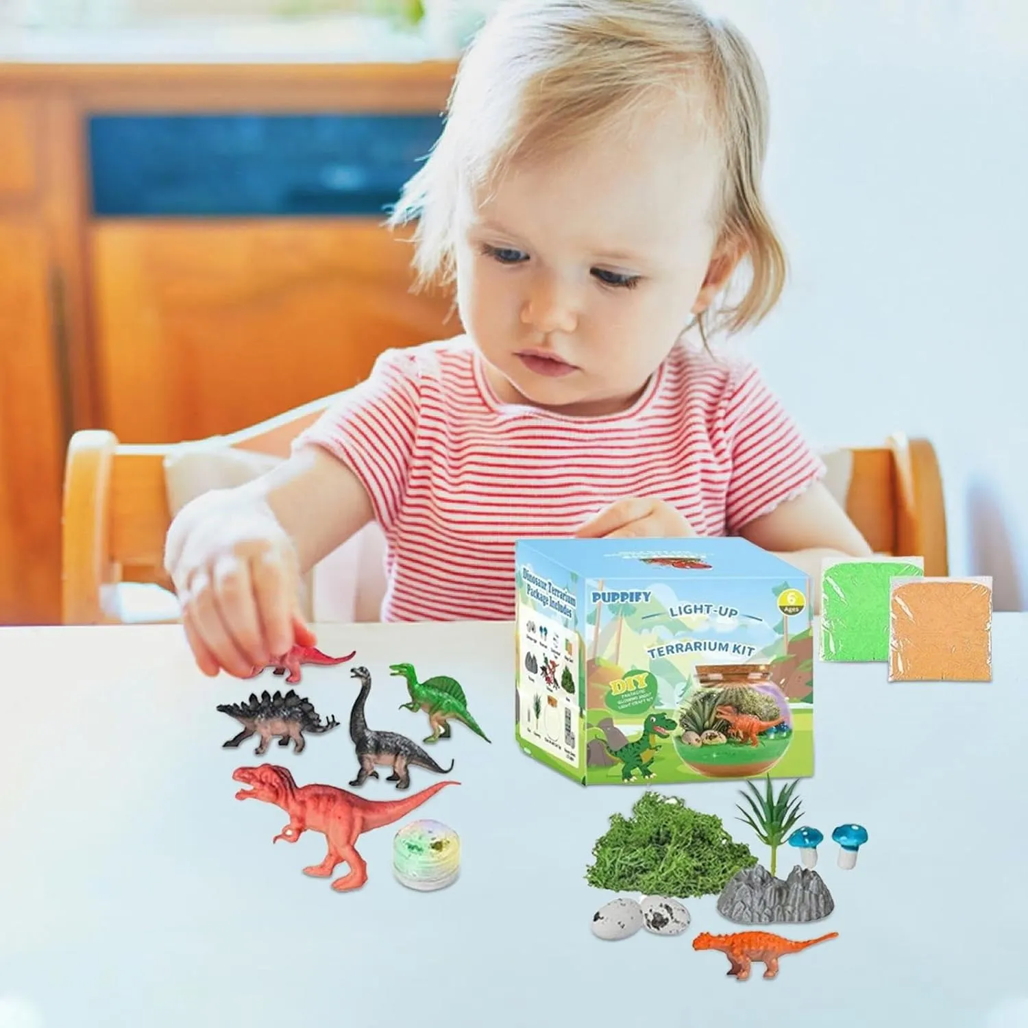 Light Up Terrarium Kit Terrarium Craft Kit with Remote Control Science Learning Kit Multi-Function Creative Educational LED Night Light Up Terrarium Kit