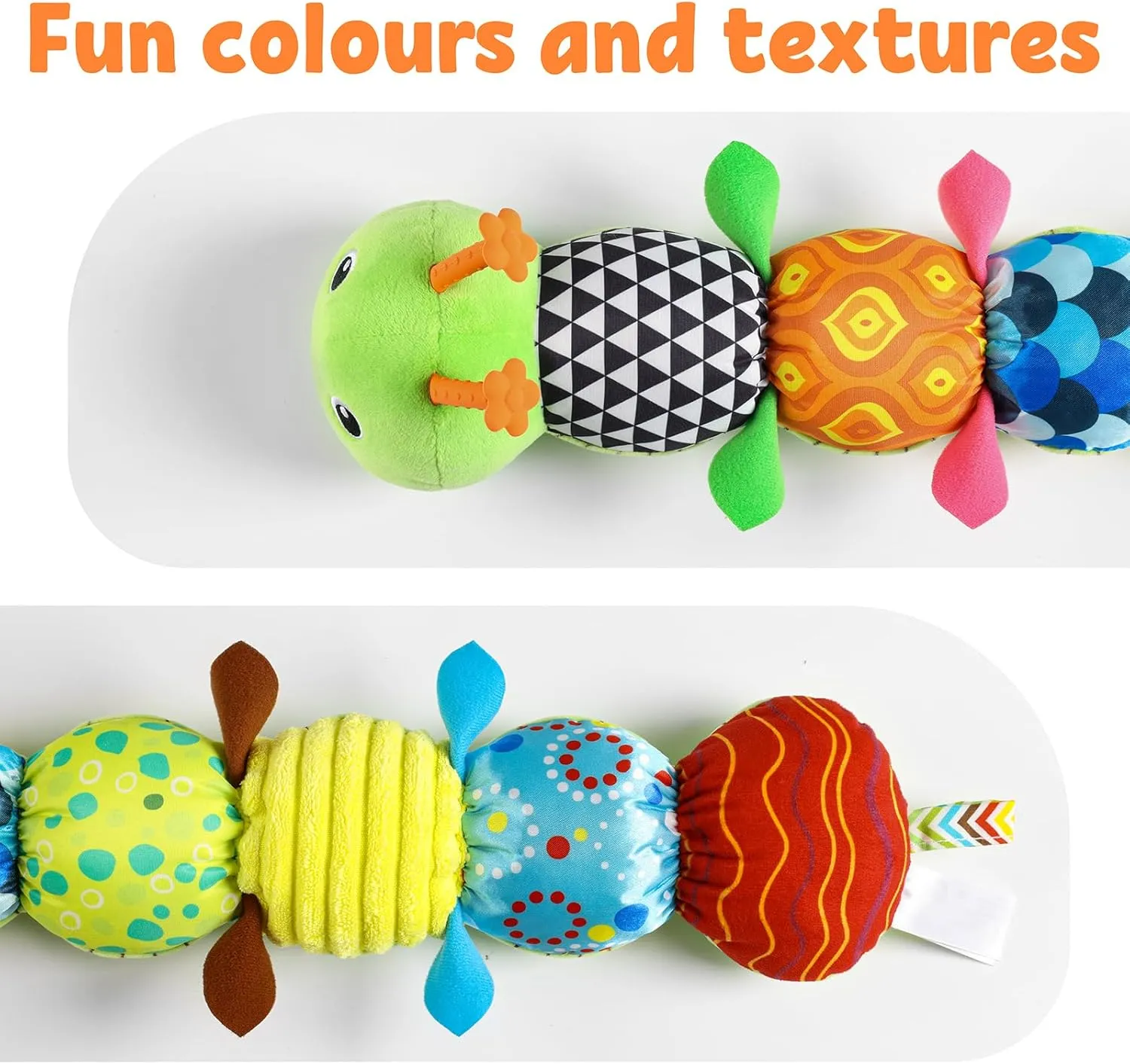 LIGHTDESIRE Baby Toys Musical Caterpillar,Infant Stuffed Animal Toys with Crinkle and Rattles,Soft Sensory Toys with Textures for Tummy Time Newborn Boys Girls 0 3 6 12 Months(Green)
