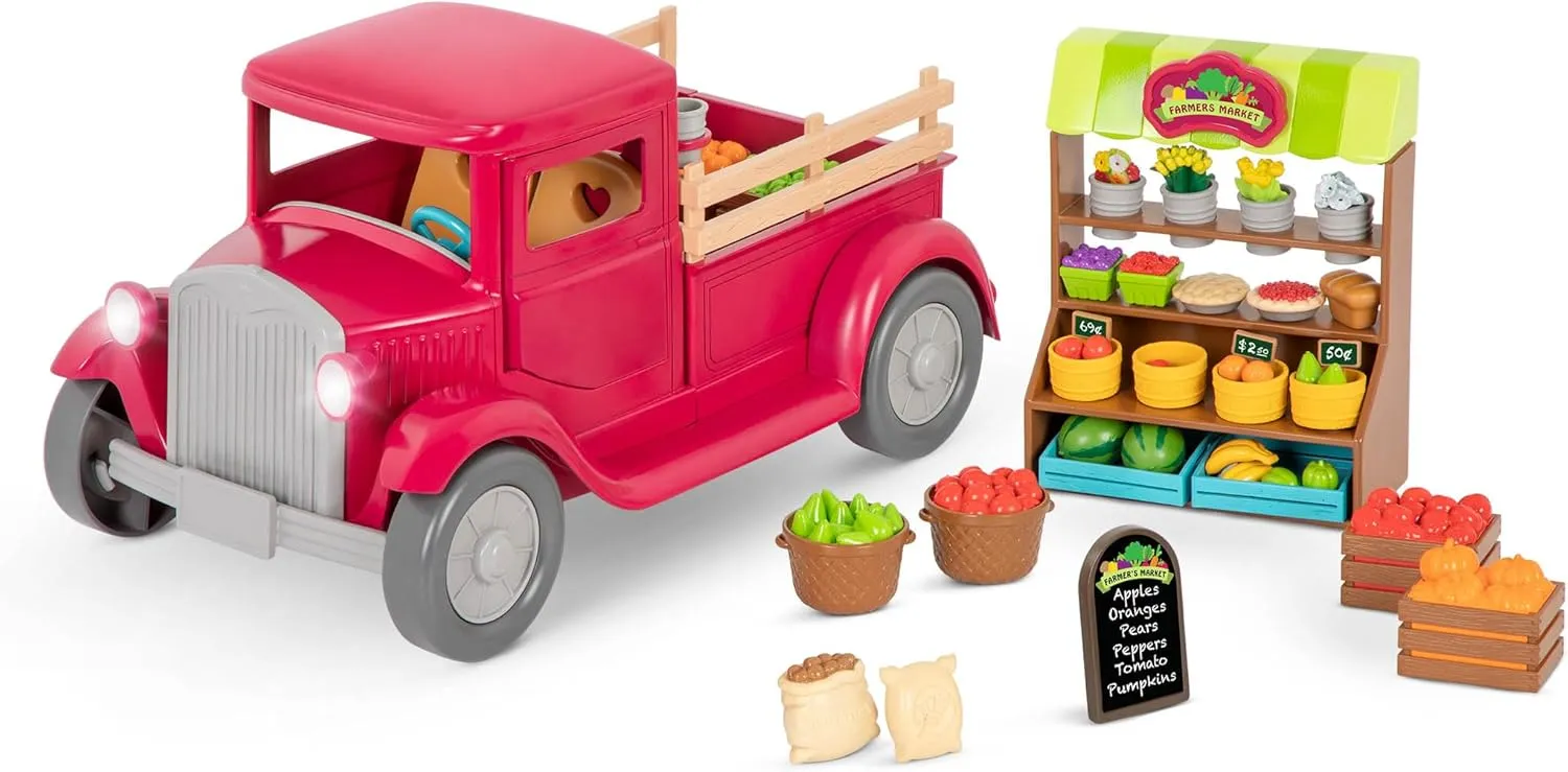 Li’l Woodzeez – Farmer's Truck Playset – Doll Playset Includes Toy Truck, Miniature Food & Accessories – Compatible with Doll Figures – Pretend Play Gift Toy for Kids Age 3 