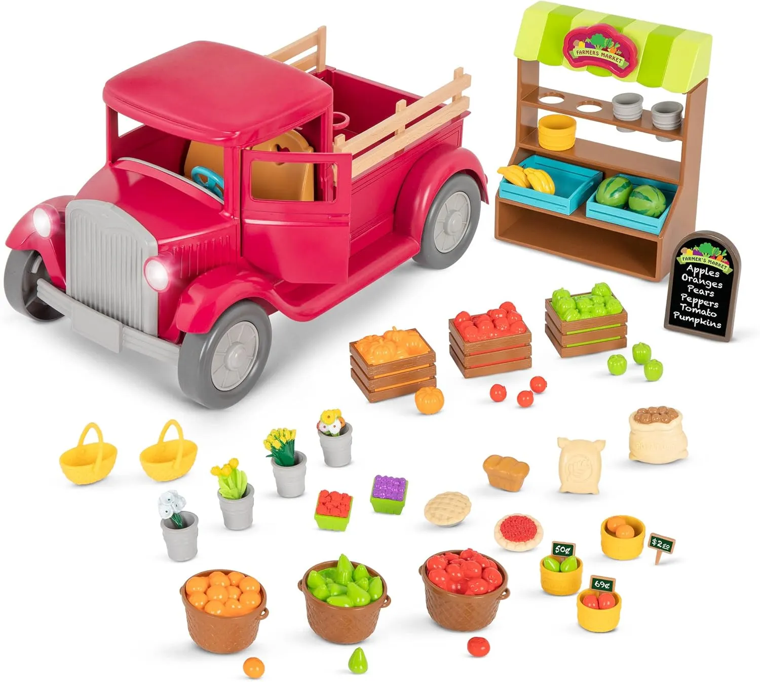 Li’l Woodzeez – Farmer's Truck Playset – Doll Playset Includes Toy Truck, Miniature Food & Accessories – Compatible with Doll Figures – Pretend Play Gift Toy for Kids Age 3 